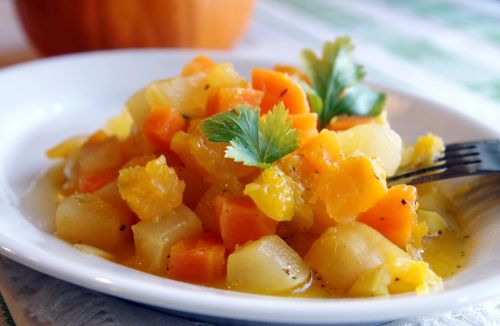 Poêlée de potimarron, carottes et lentilles